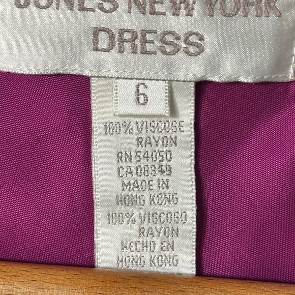 Jones New York Dress Sz 6 Purple Pink Floral Lined Sleeveless Midi Sheath Dress - Picture 3 of 9